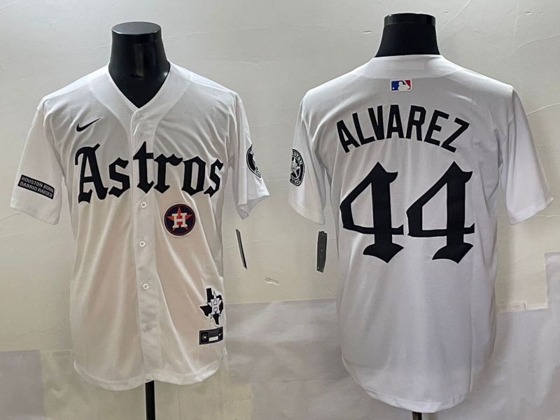 Men 2025 Houston Astros 44 Alvarez White Five generations Joint Name Nike MLB Jersey style 12